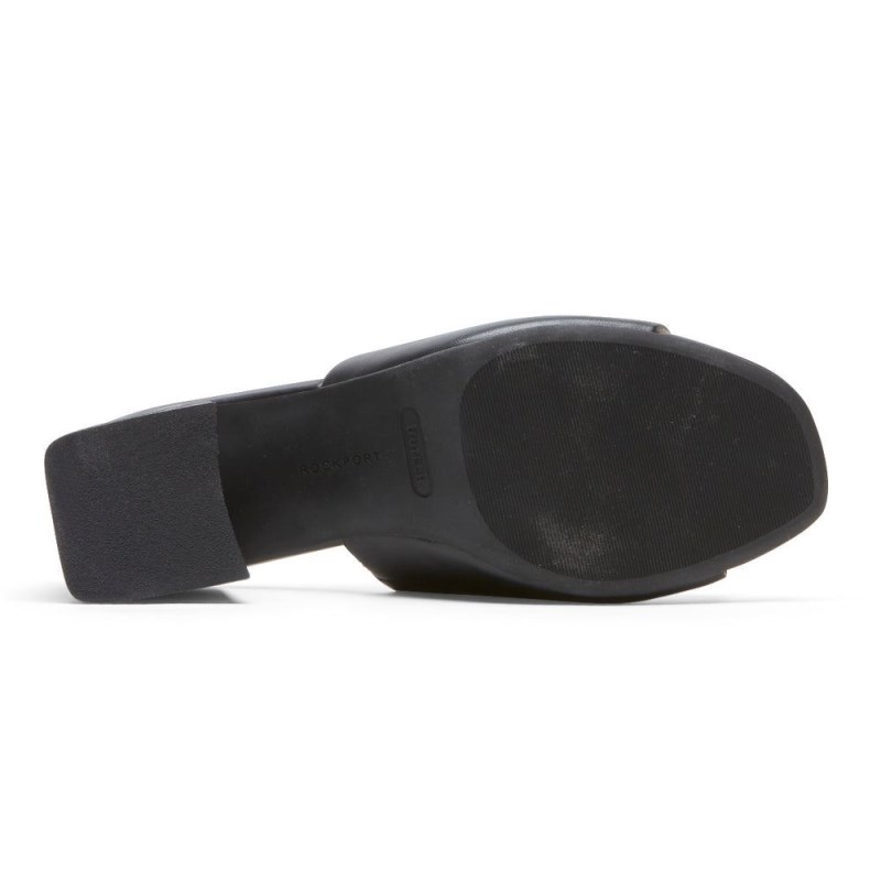 Women Rockport Farrah Heel Slides Black USA | KA5-75907