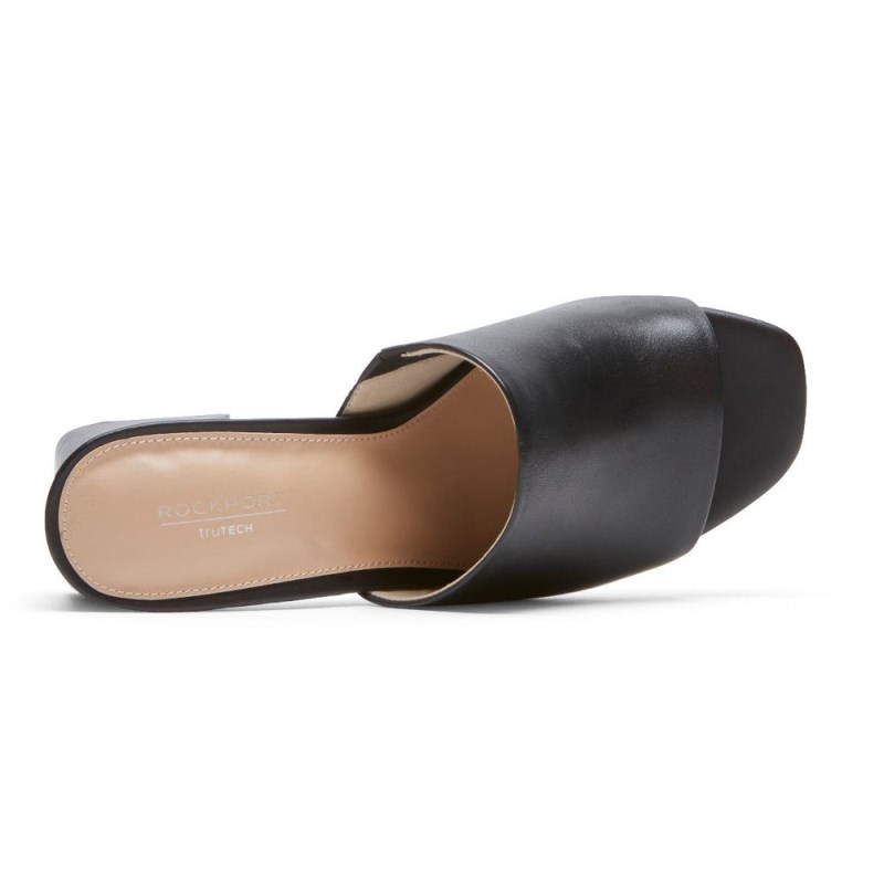 Women Rockport Farrah Heel Slides Black USA | KA5-75907