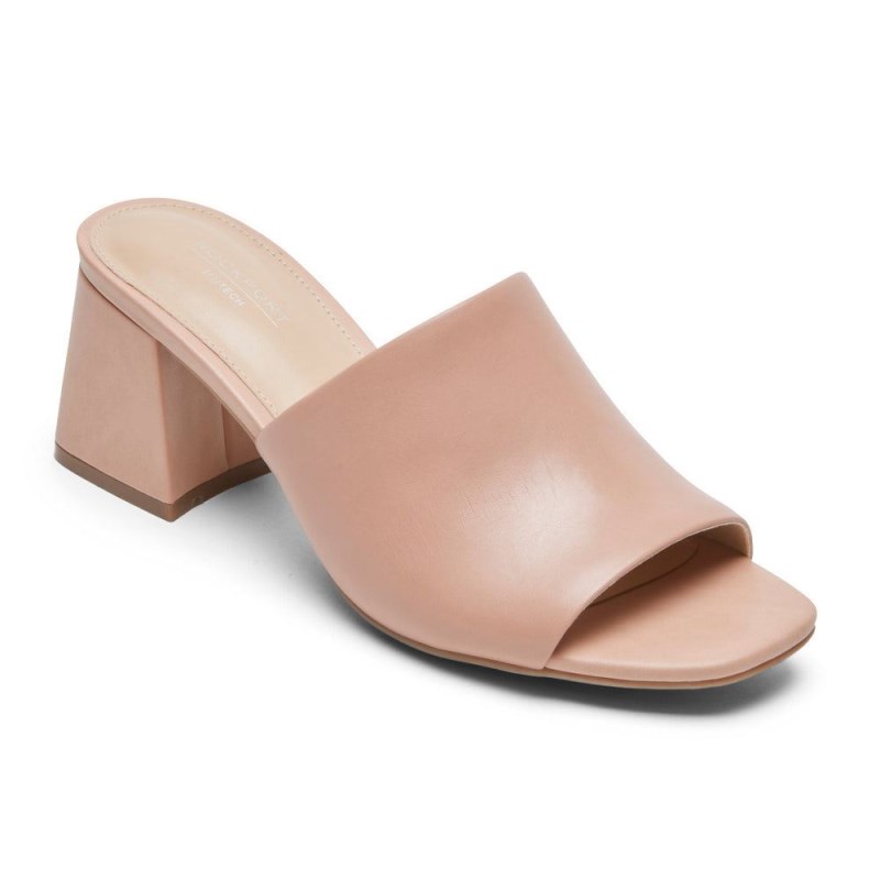 Women Rockport Farrah Heel Slides Pink USA | YJ2-08340