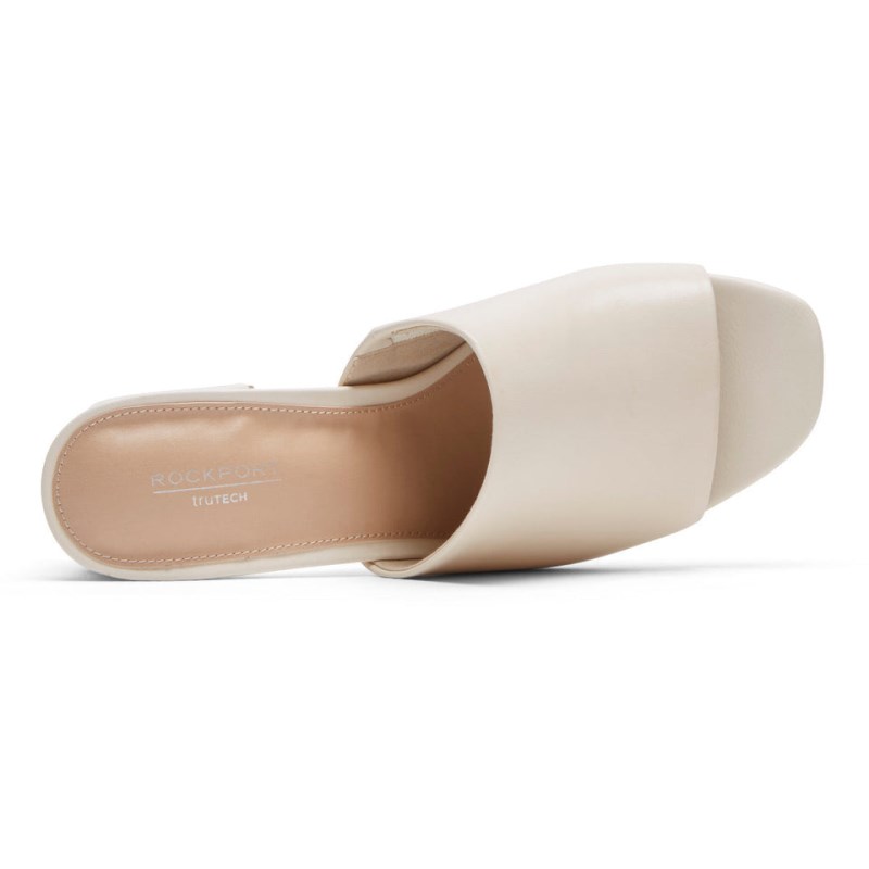 Women Rockport Farrah Heels Slides Cream USA | GM6-42424