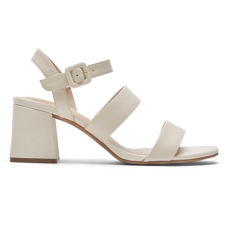 Women Rockport Farrah Strappy Heeled Sandals Cream USA | QF6-75267