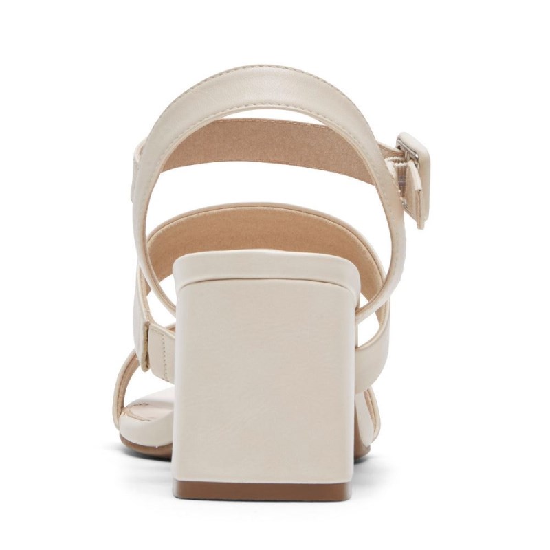 Women Rockport Farrah Strappy Heeled Sandals Cream USA | QF6-75267