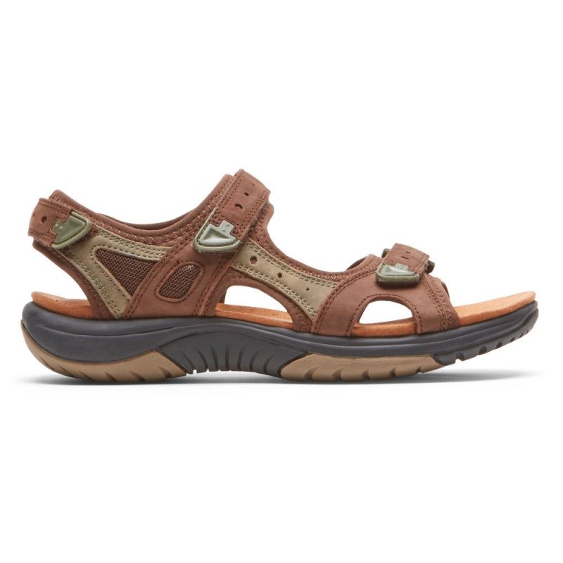 Women Rockport Fiona Adjustable Sandals Brown Multi USA | LX7-16101