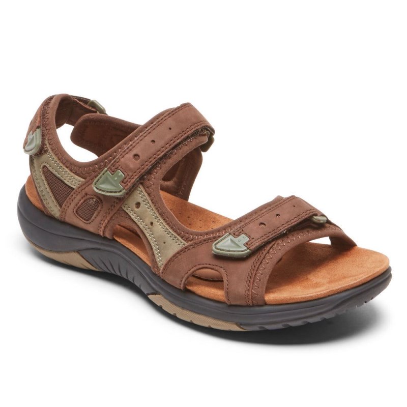 Women Rockport Fiona Adjustable Sandals Brown Multi USA | LX7-16101