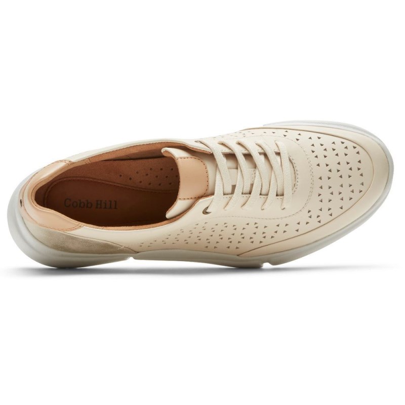 Women Rockport Juna Perforated Sneakers Cream USA | IL6-20742