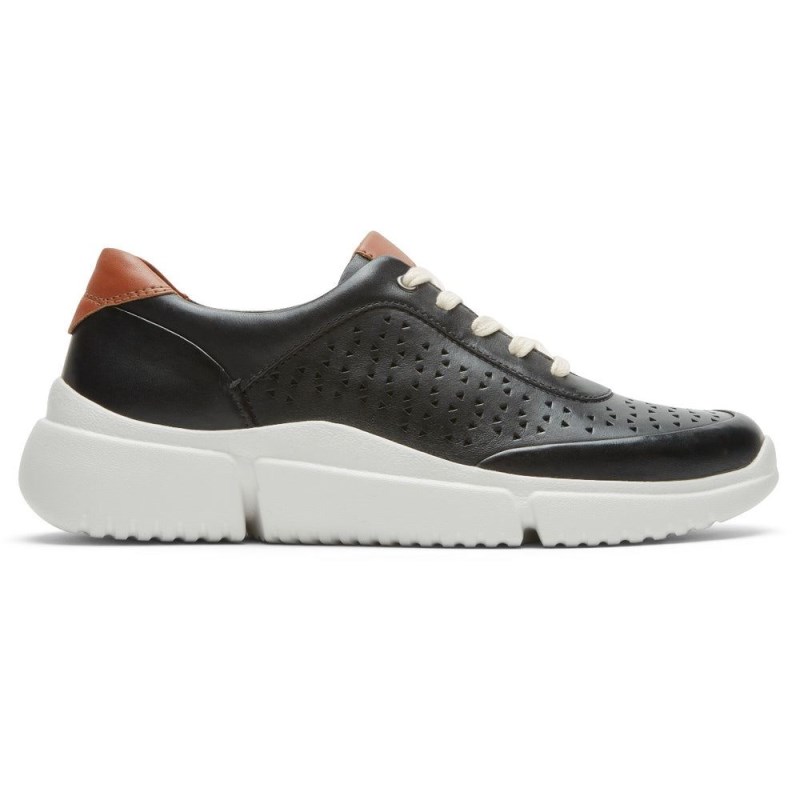 Women Rockport Juna Perforated Sneakers Black USA | BU4-57665