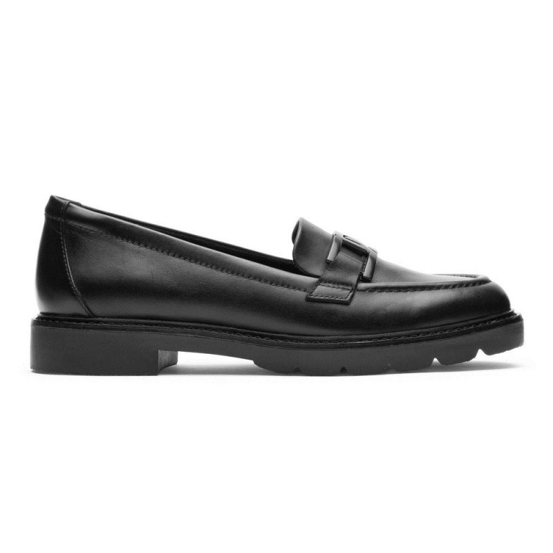 Women Rockport Kacey Chain Loafers Black USA | QS1-81188