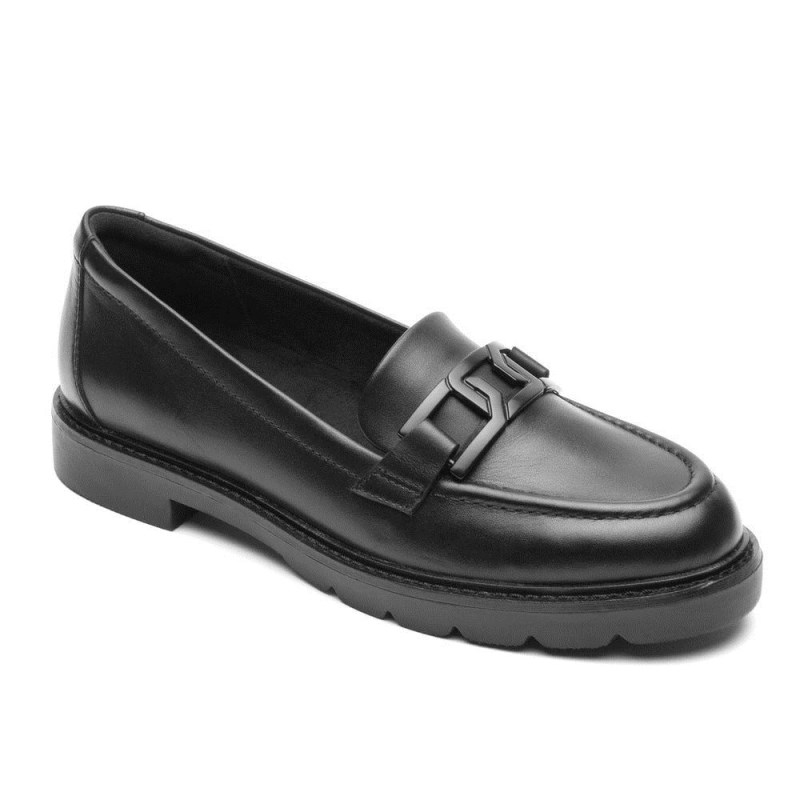 Women Rockport Kacey Chain Loafers Black USA | QS1-81188