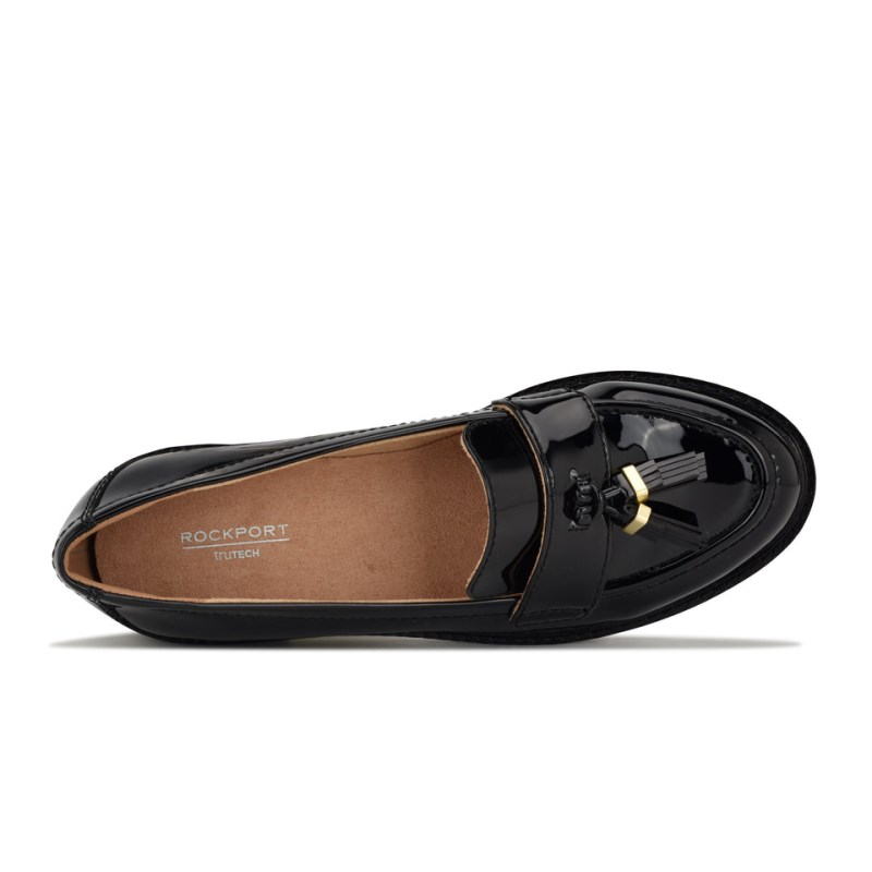 Women Rockport Kacey Tassel Loafers Black USA | ZX2-76747