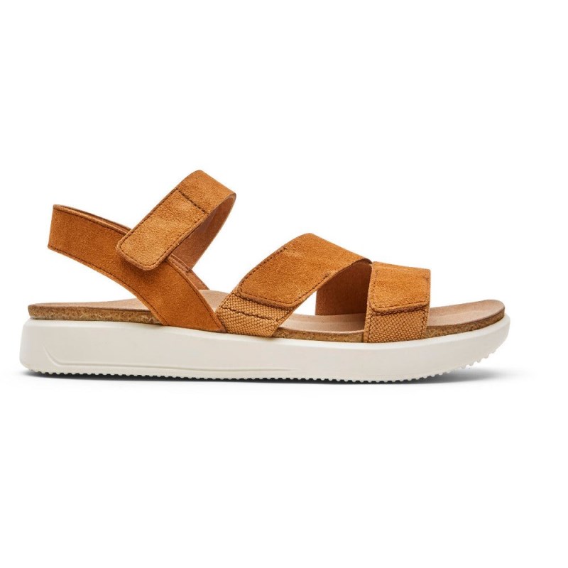 Women Rockport Kells Bay 3-Strap Sandals Brown USA | AO3-41184