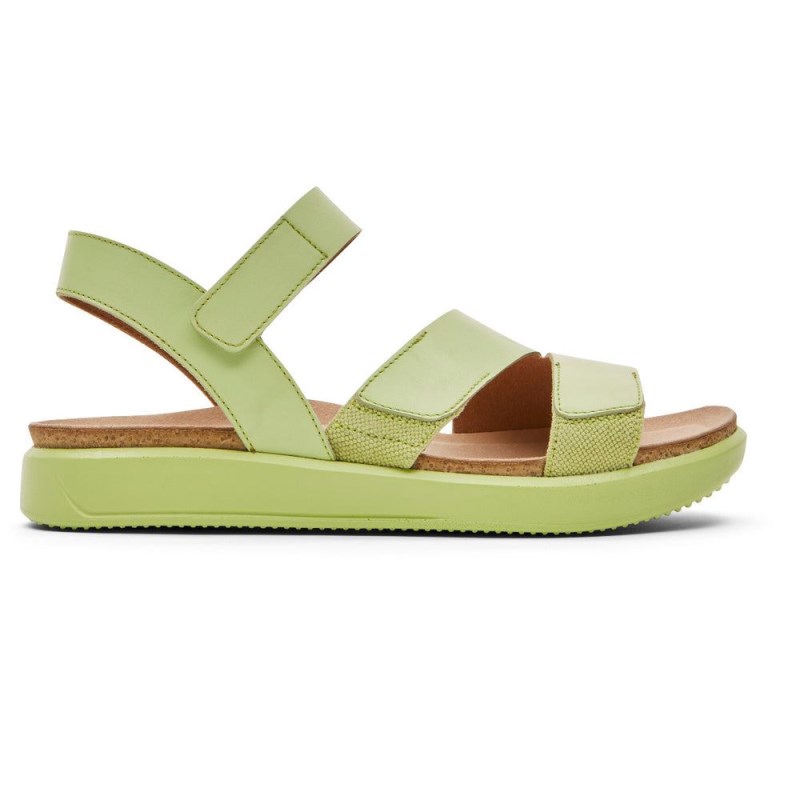 Women Rockport Kells Bay 3-Strap Sandals Green USA | LA3-68276