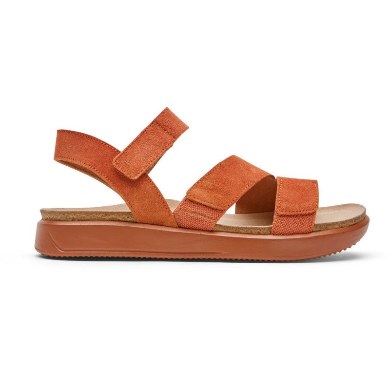 Women Rockport Kells Bay 3-Strap Sandals Orange USA | CM0-49584