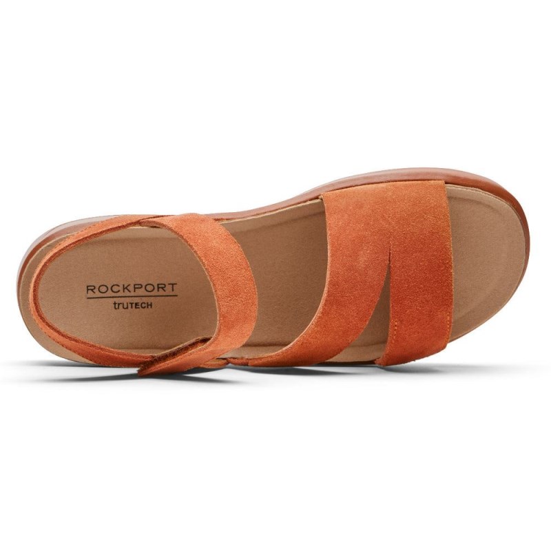 Women Rockport Kells Bay 3-Strap Sandals Orange USA | CM0-49584