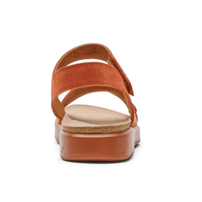 Women Rockport Kells Bay 3-Strap Sandals Orange USA | CM0-49584