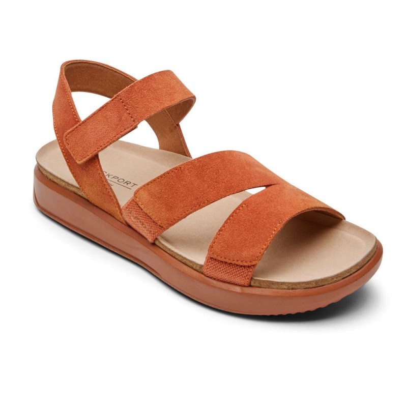 Women Rockport Kells Bay 3-Strap Sandals Orange USA | CM0-49584