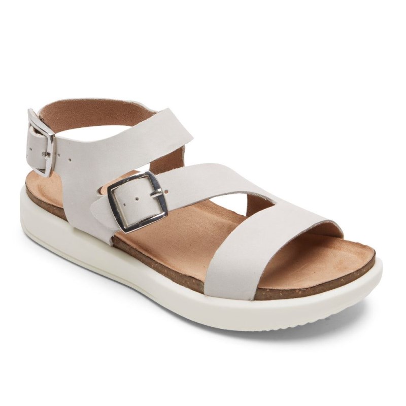 Women Rockport Kells Bay Asymmetrical Sandals Light Grey USA | SZ9-33993