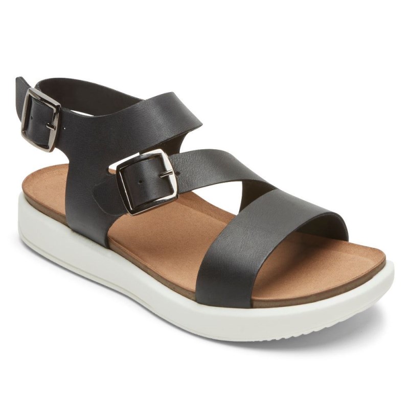 Women Rockport Kells Bay Asymmetrical Sandals Black USA | NJ3-46334