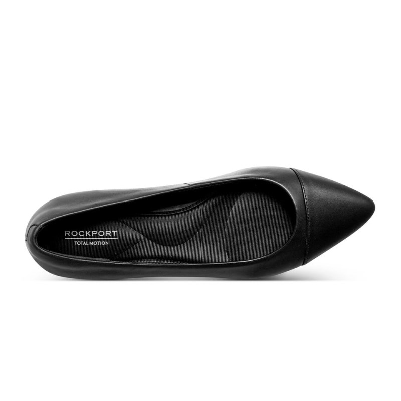 Women Rockport Kenzie Total Motion Pointy Toe Dress Ballet Flats Black USA | YW6-87688