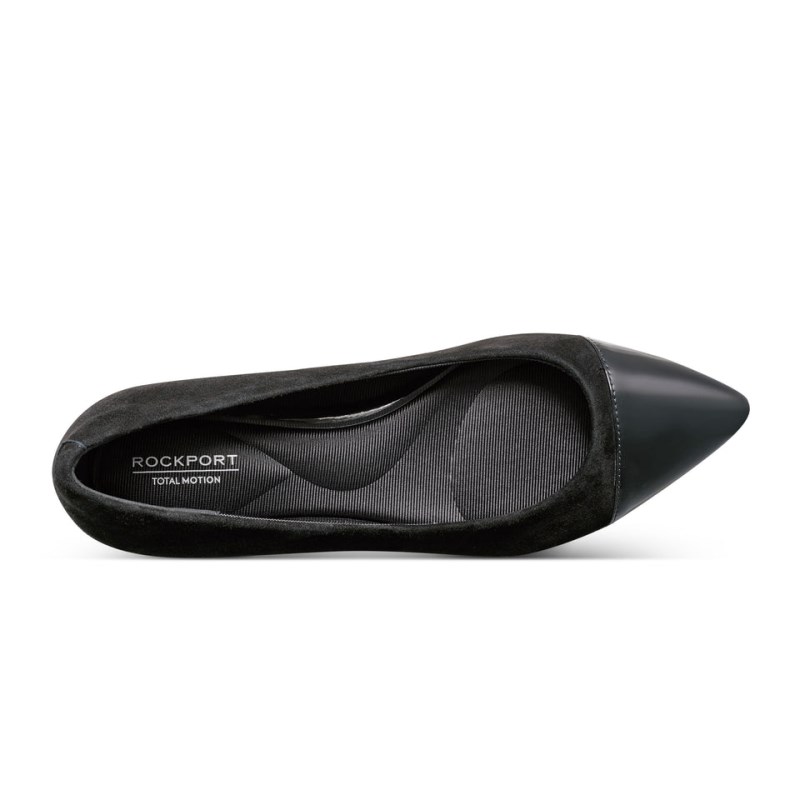 Women Rockport Kenzie Total Motion Pointy Toe Dress Ballet Flats Black USA | WD1-50645