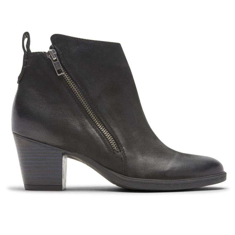 Women Rockport Maddie Ankle Zip Booties Black USA | GQ1-23352