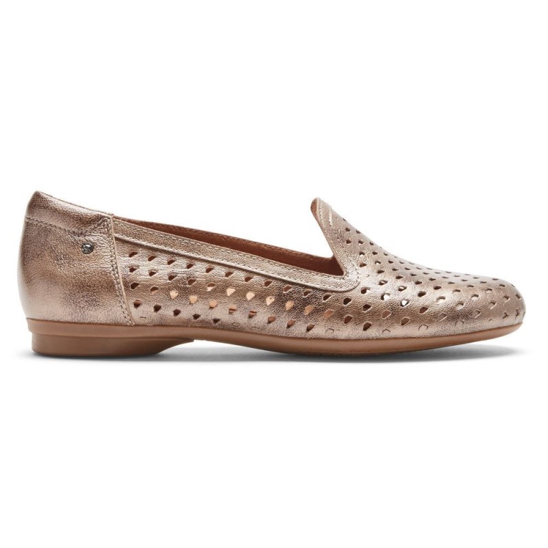 Women Rockport Maiika Woven Slip-On Loafers Gold USA | AL2-76627