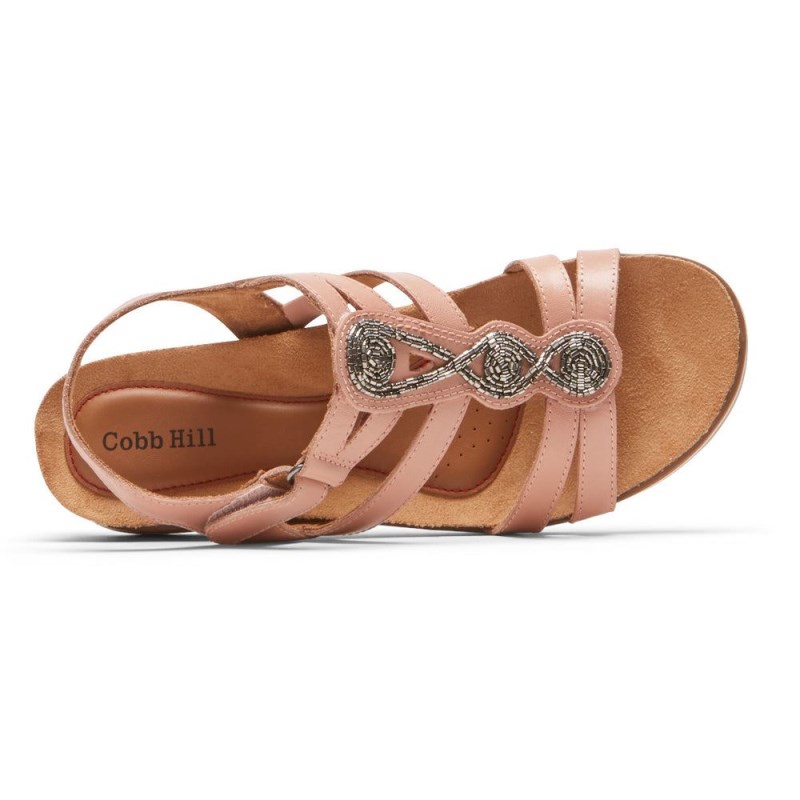 Women Rockport May Beaded Sandals Pink USA | BN7-55475