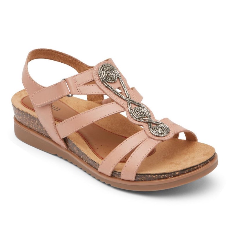 Women Rockport May Beaded Sandals Pink USA | BN7-55475