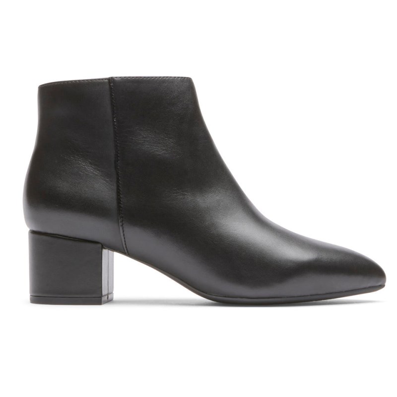 Women Rockport Milia Block Booties Black USA | IT6-03400