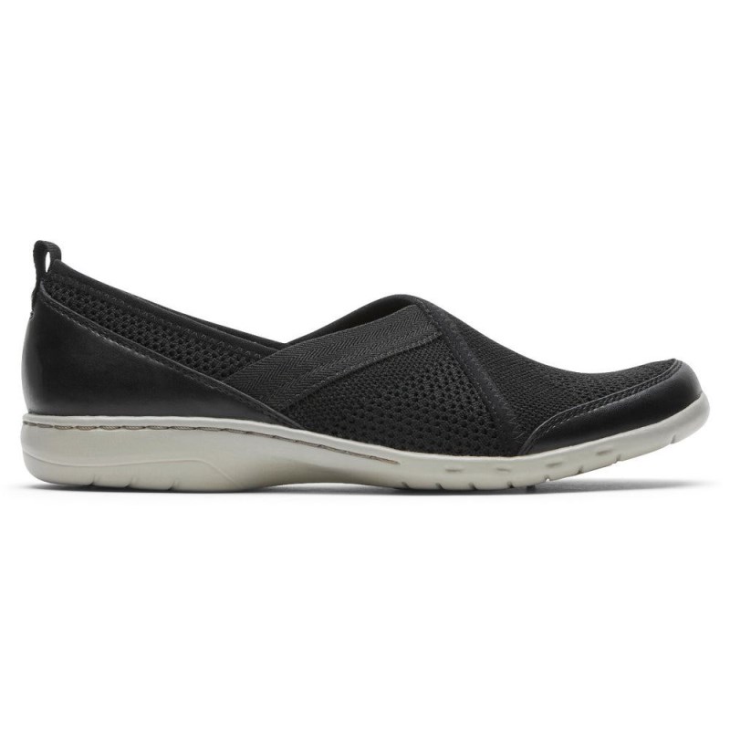 Women Rockport Penfield Mesh Slip Ons Black USA | RX9-44344