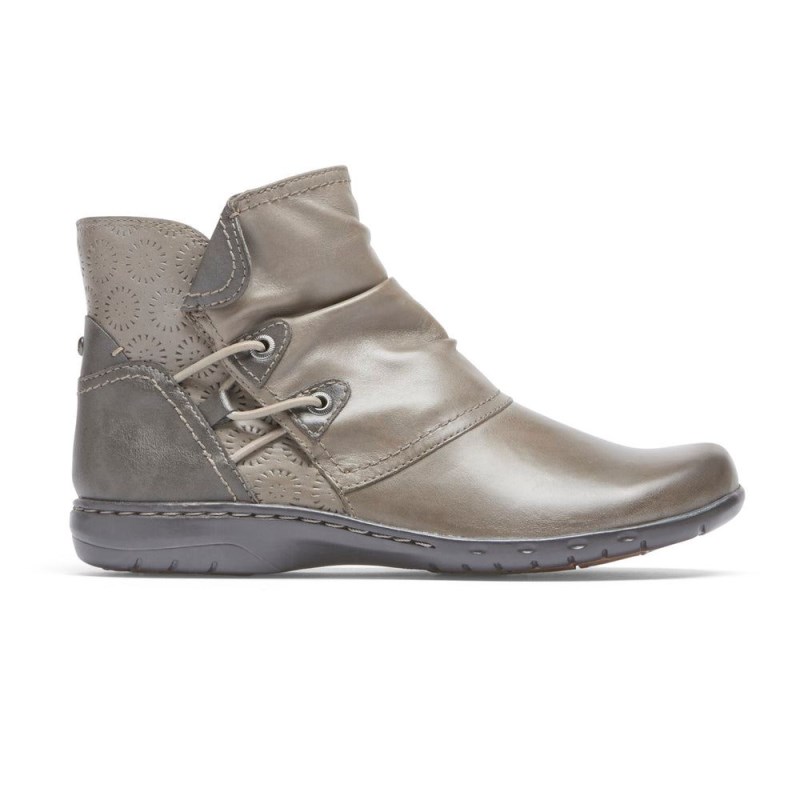 Women Rockport Penfield Ruched Booties Grey Brown USA | CV4-51745