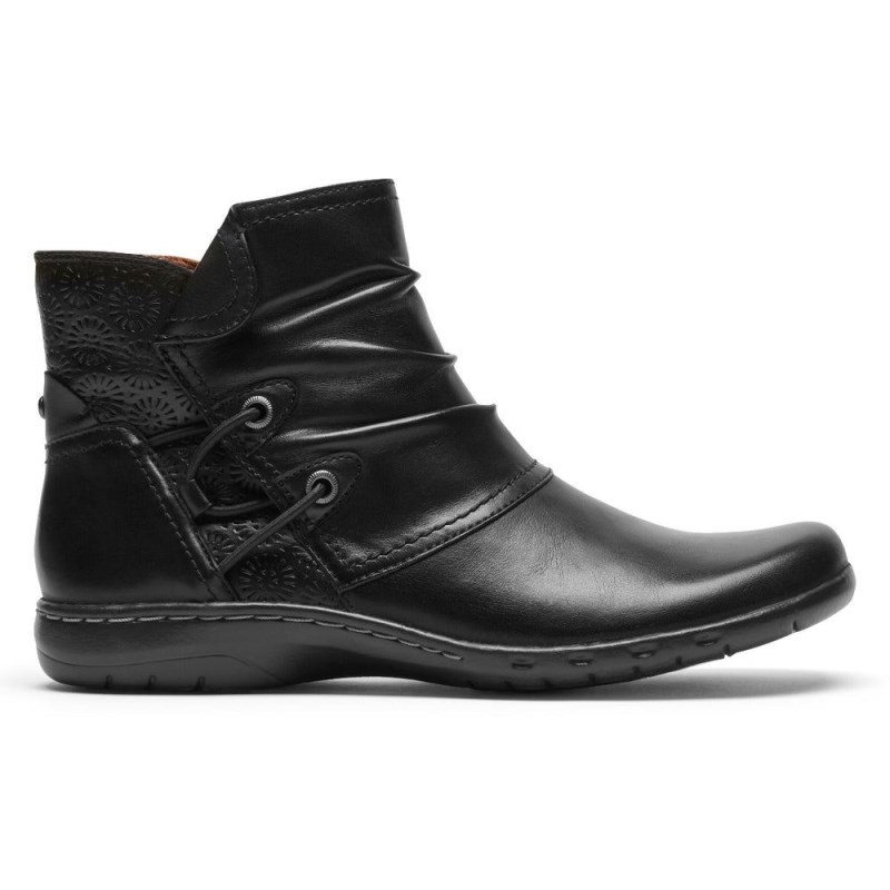 Women Rockport Penfield Ruched Winter Boots Black USA | LQ8-97559