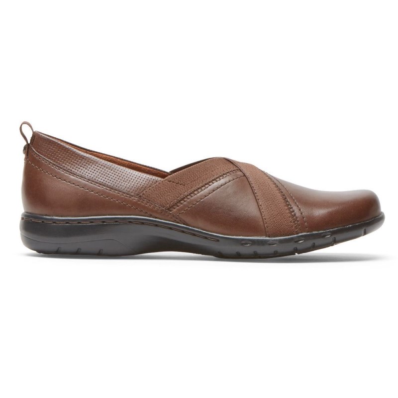 Women Rockport Penfield Slip Ons Dark Brown USA | XO7-62926