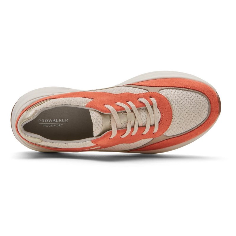 Women Rockport ProWalker Eco Sneakers Brown Orange USA | EQ8-90869