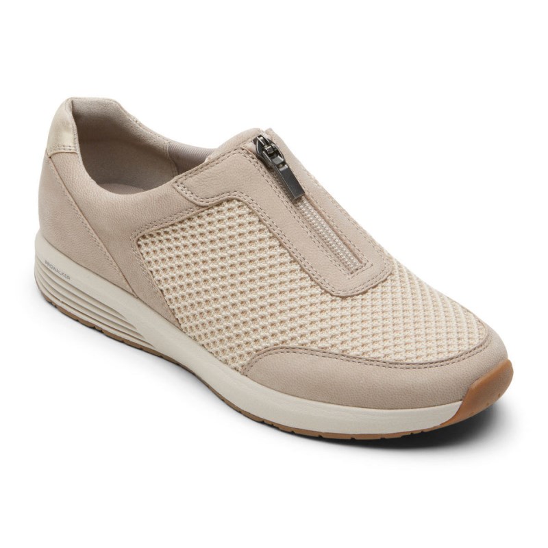 Women Rockport ProWalker truStride Zip Sneakers Cream USA | HA9-56885