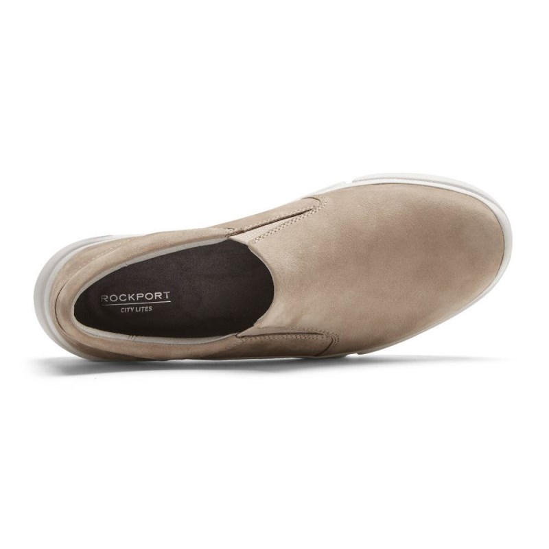 Women Rockport R-Evolution Washable Slip-On Sneakers Beige USA | CV2-91549