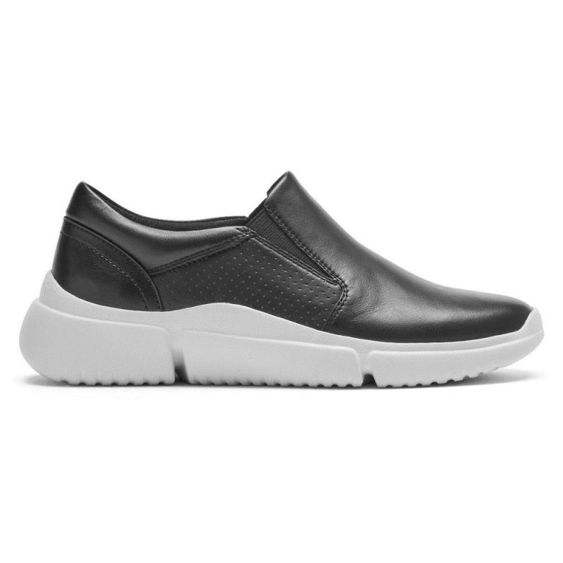 Women Rockport R-Evolution Washable Slip-On Sneakers Black/White USA | JM1-63926