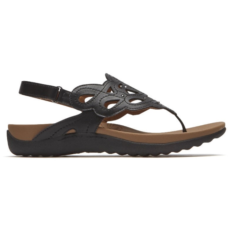 Women Rockport Ridge Slingback Sandals Black USA | LW5-95049