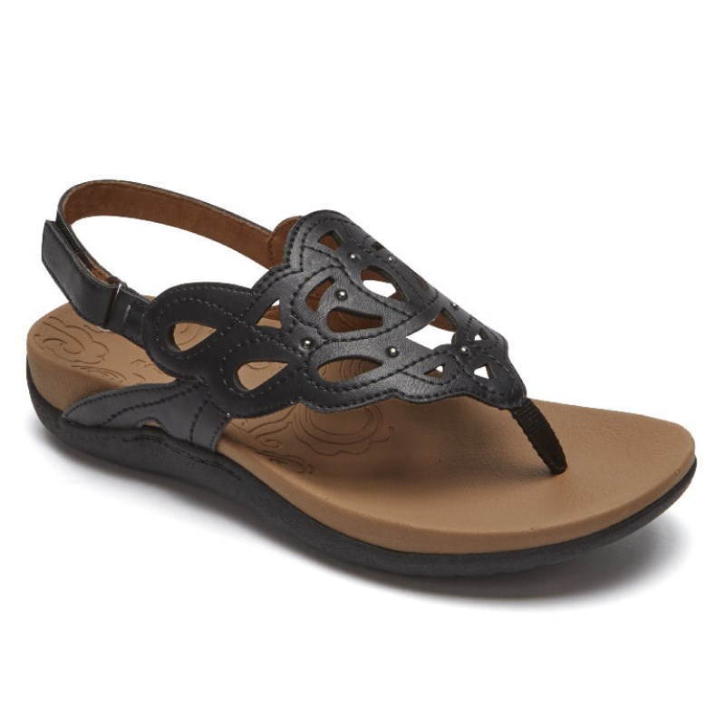 Women Rockport Ridge Slingback Sandals Black USA | LW5-95049