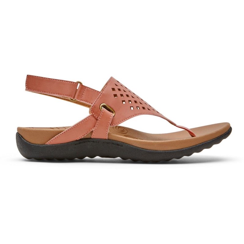 Women Rockport Ridge Thong Sandals Pink USA | VA0-27252