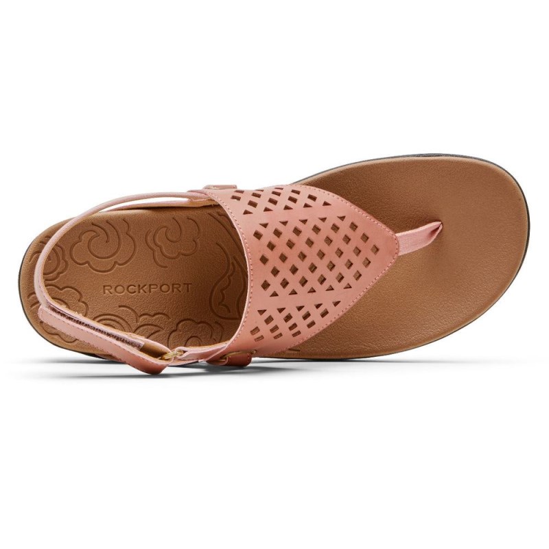 Women Rockport Ridge Thong Sandals Pink USA | VA0-27252