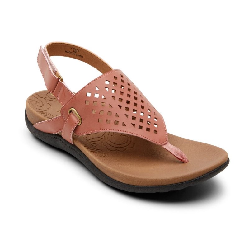 Women Rockport Ridge Thong Sandals Pink USA | VA0-27252