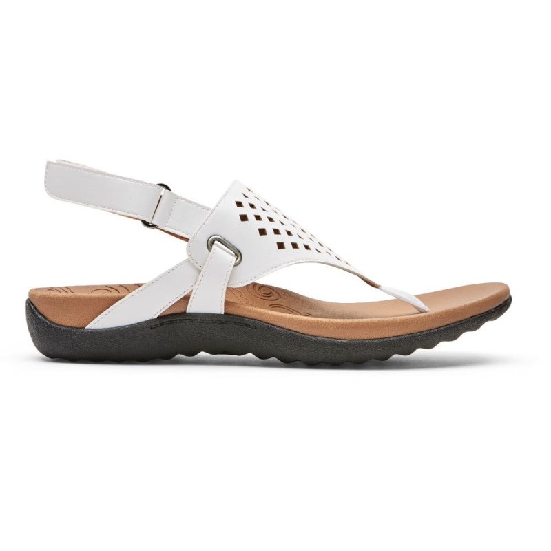 Women Rockport Ridge Thong Sandals White USA | QD4-77507