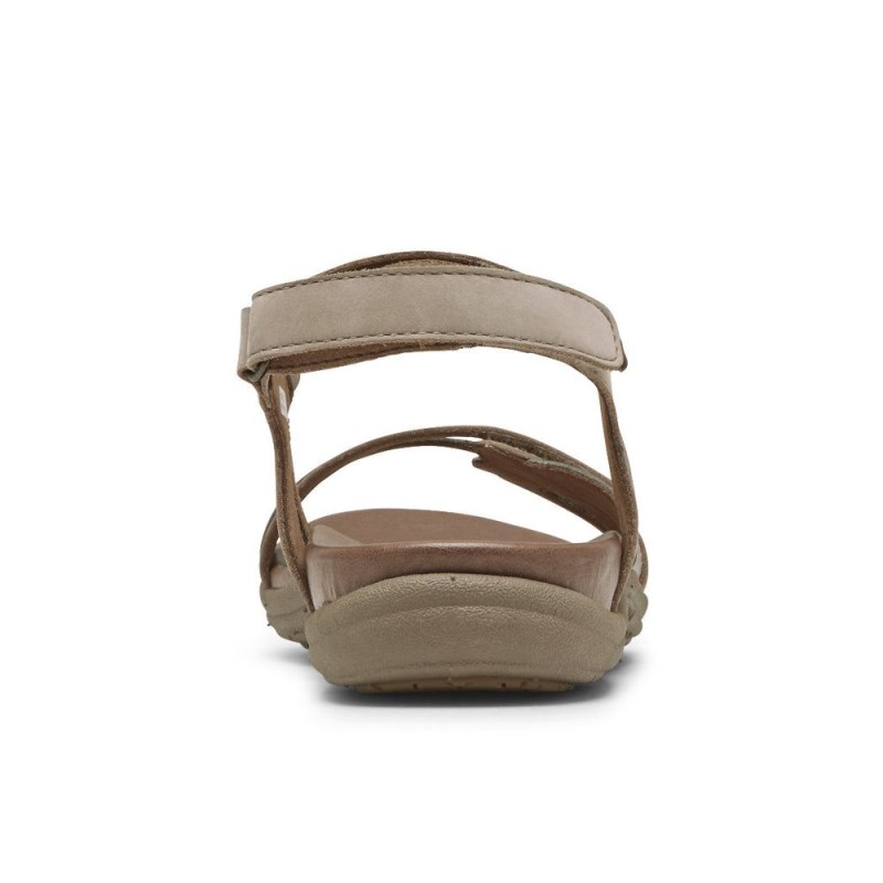 Women Rockport Rubey 3-Strap Sandals Grey Brown USA | ET0-63106