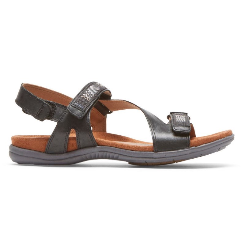 Women Rockport Rubey Asymmetrical Sandals Black USA | MG0-60776