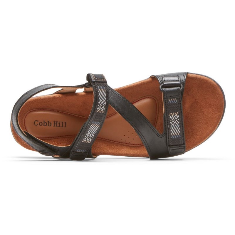 Women Rockport Rubey Asymmetrical Sandals Black USA | MG0-60776