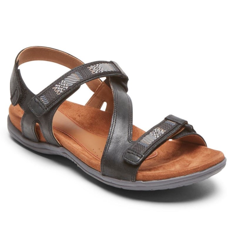 Women Rockport Rubey Asymmetrical Sandals Black USA | MG0-60776