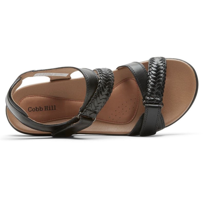 Women Rockport Rubey Braided Sandals Black USA | TI5-03140