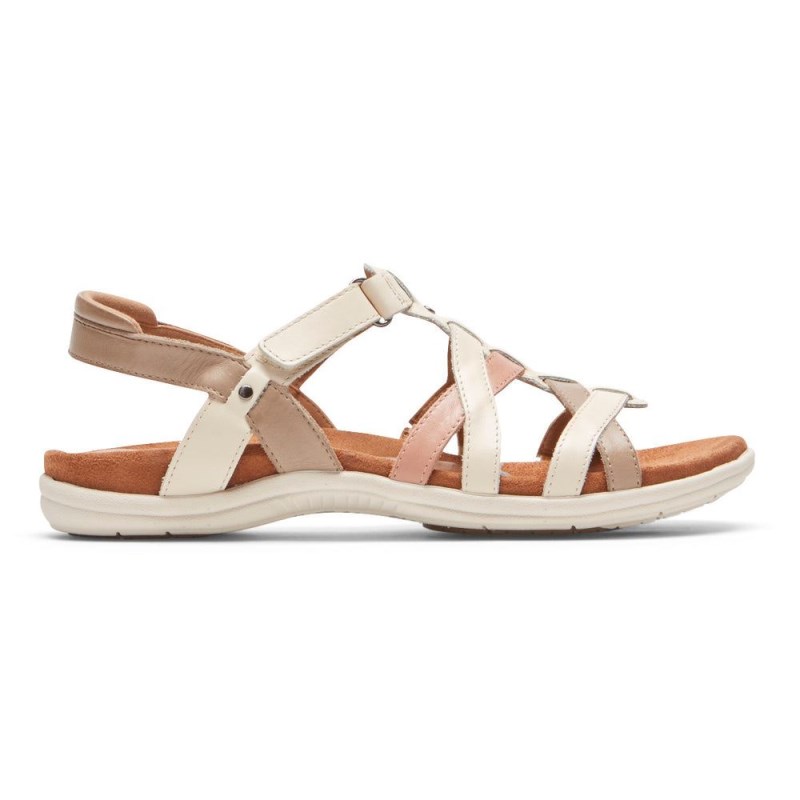 Women Rockport Rubey Woven Sandals Cream USA | EI7-90589