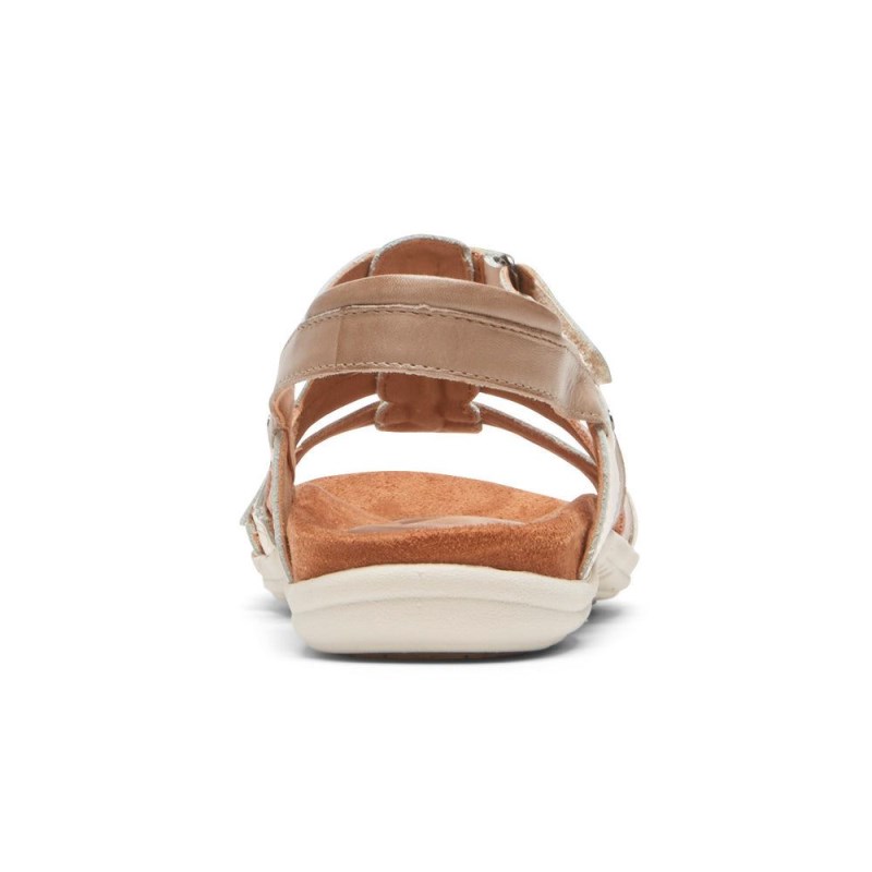 Women Rockport Rubey Woven Sandals Cream USA | EI7-90589