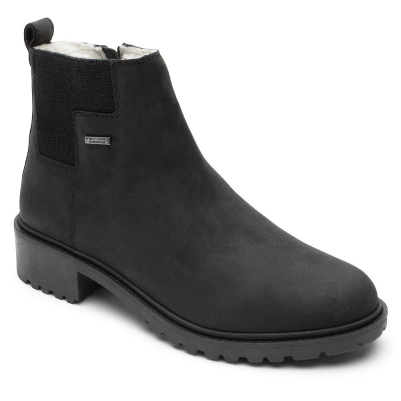 Women Rockport Ryleigh Waterproof Chelsea Boots Black USA | GI0-64146